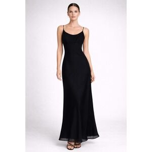 VTG Hampton Nites Black Maxi Dress Sz4 Evening Formal Prom Gown 90s Minimalist